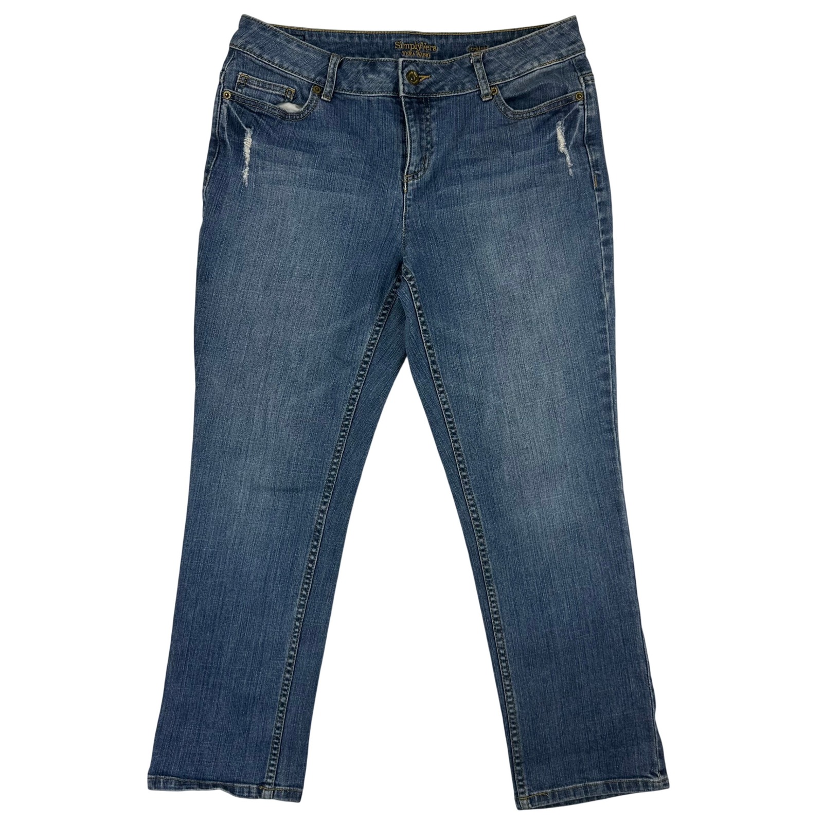 Simply Vera Vera Wang Straight Leg Womens 10 Blue Denim Jeans Mid Rise
